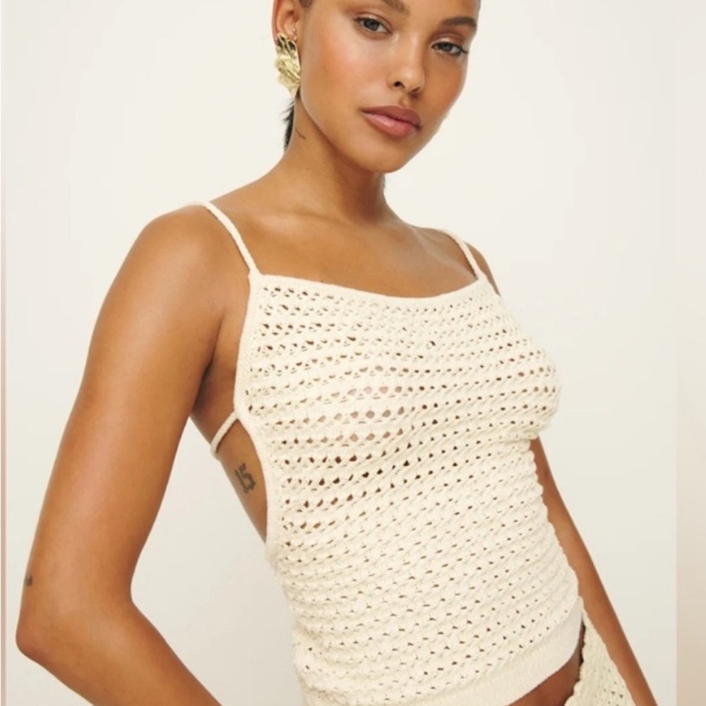 Reformation Cream Crochet Heidi Tie Back Top - Like New!